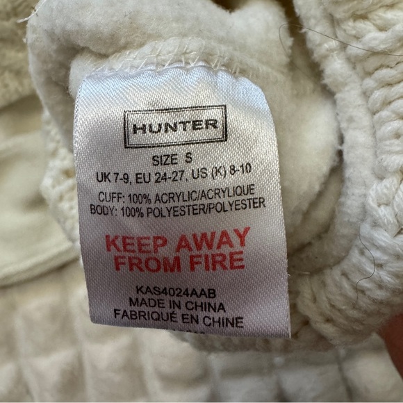 Hunter Youth Small Ivory Cable Knit Fleece Boot Socks ~ Base Layer Inserts - Picture 6 of 6